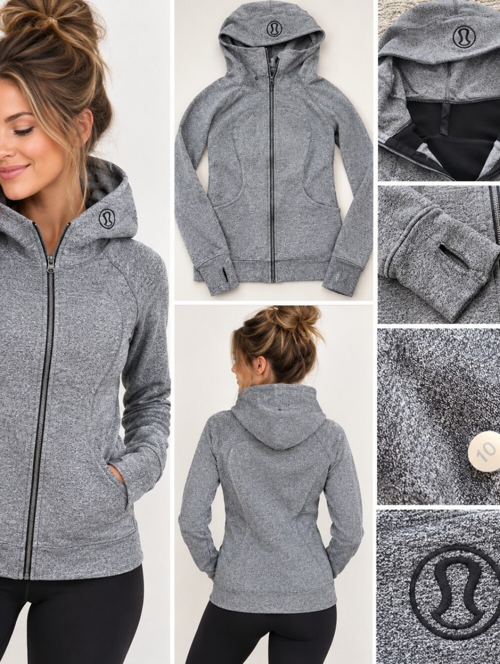 lululemon athletica Heathered Gray Scuba Hooded Jacket